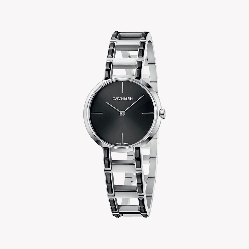 CK Calvin Klein Women's Stainless Steel Watch, Silver & Black | K8NX3UB1