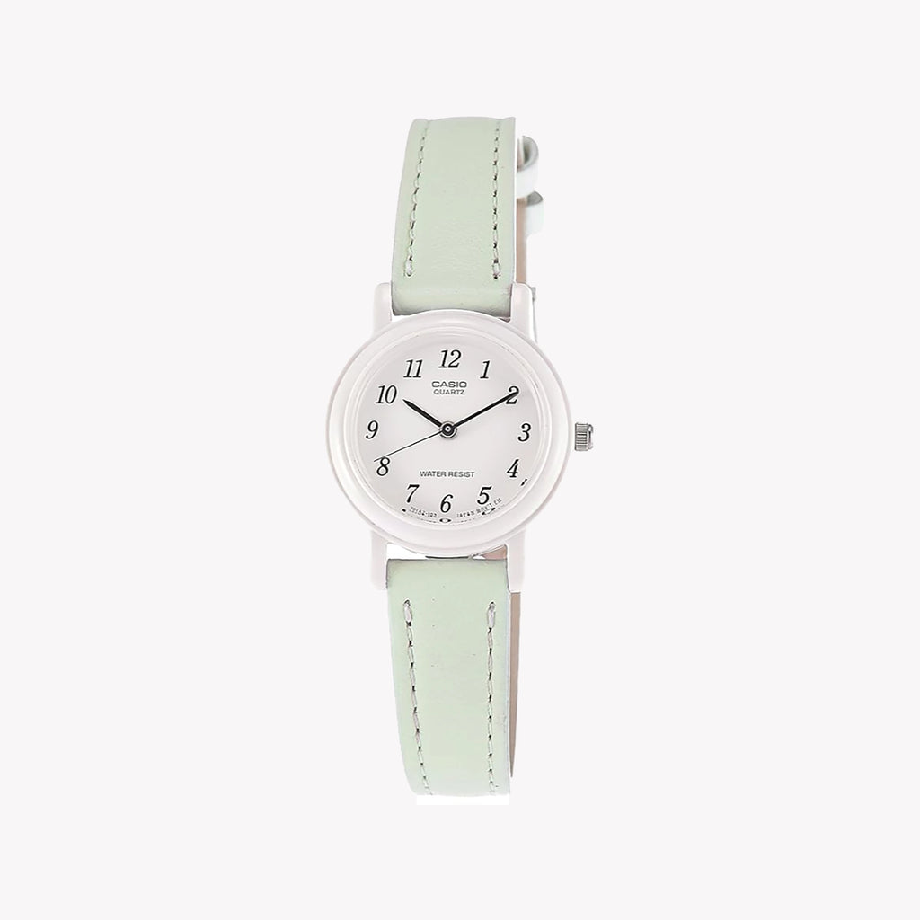 CASIO Women's White/Green Leather Watch | LQ-139L-3BDF