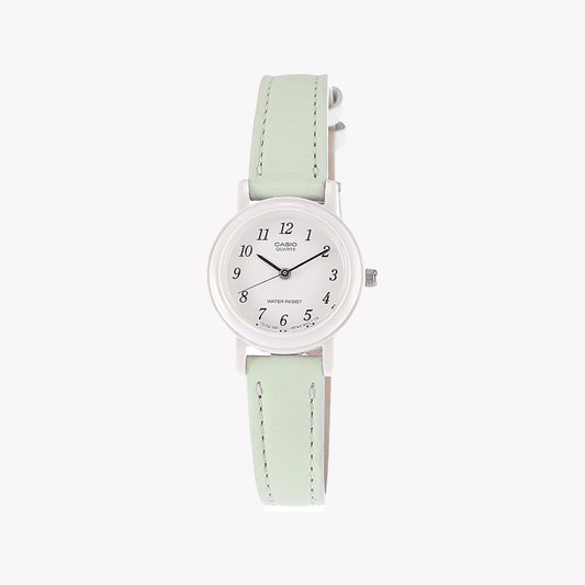 CASIO Women's White/Green Leather Watch | LQ-139L-3BDF
