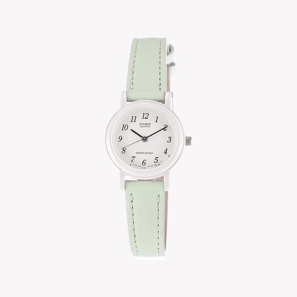CASIO Women's White/Green Leather Watch | LQ-139L-3BDF
