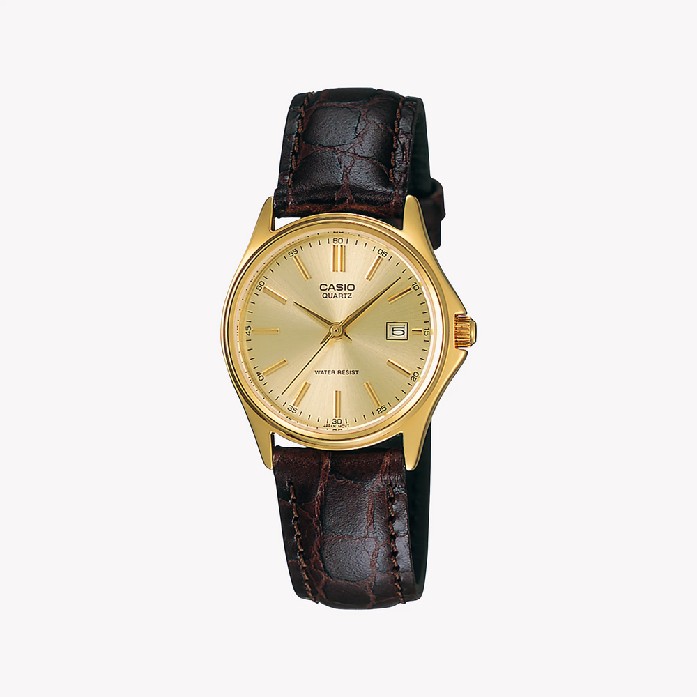 Casio Women's Gold/Brown Leather Watch | Ltp-1183q-9avdf