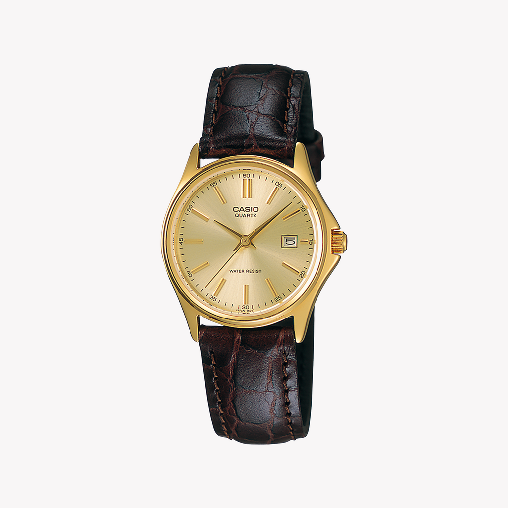 Casio Women's Gold/Brown Leather Watch | Ltp-1183q-9avdf