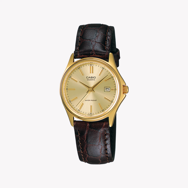 Casio Women's Gold/Brown Leather Watch | Ltp-1183q-9avdf