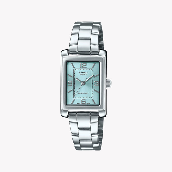 CASIO Women's Silver & Blue Brass Watch | LTP-1234DD-2ADF by i-watch