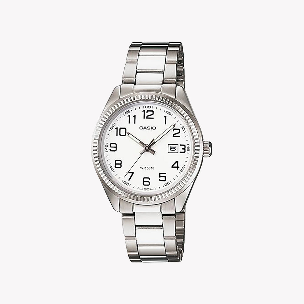 Casio Ltp-1302d-7bvdf - Sporty Elegance Women's Timepiece In Silver & White by i-watch