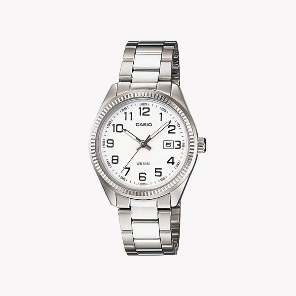 Casio Ltp-1302d-7bvdf - Sporty Elegance Women's Timepiece In Silver & White by i-watch