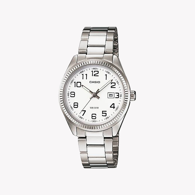 Casio Ltp-1302d-7bvdf - Sporty Elegance Women's Timepiece In Silver & White by i-watch