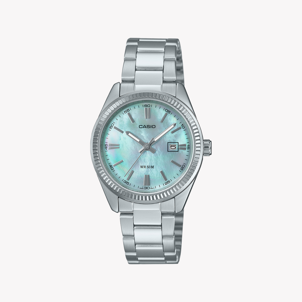 Casio Women's Stainless Steel Silver & Blue | Ltp-1302ds-2avdf