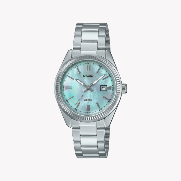 Casio Women's Stainless Steel Silver & Blue | Ltp-1302ds-2avdf by i-watch