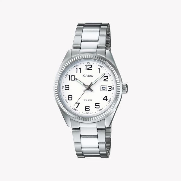 Casio Women's Silver Watch, White Dial | Ltp-1302pd-7bvef by i-watch