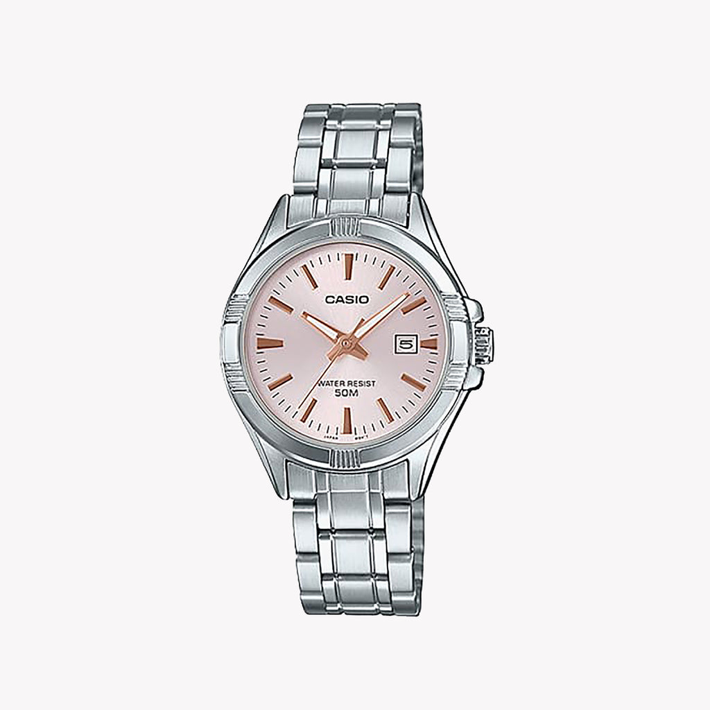 Casio Women's Silver Watch, Rose Gold Dial | Ltp-1308d-4avdf