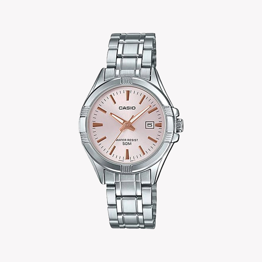 Casio Women's Silver Watch, Rose Gold Dial | Ltp-1308d-4avdf by i-watch