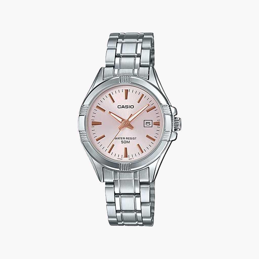 Casio Women's Silver Watch, Rose Gold Dial | Ltp-1308d-4avdf