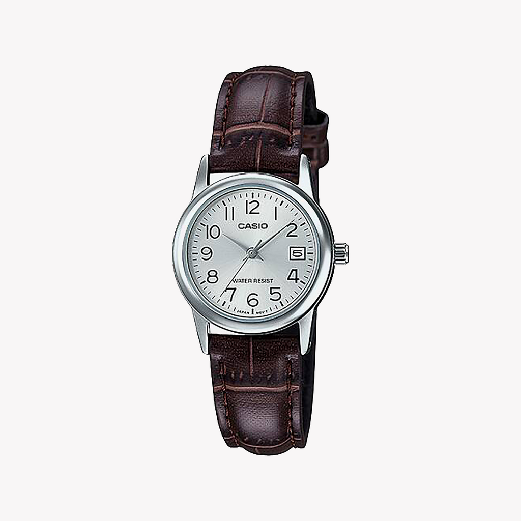CASIO LTP-V002L-7B2UDF ELEGANTER ZEITMESSER – STILVOLLE DAMENUHR MIT LEDERBAND UND DATUMSANZEIGE