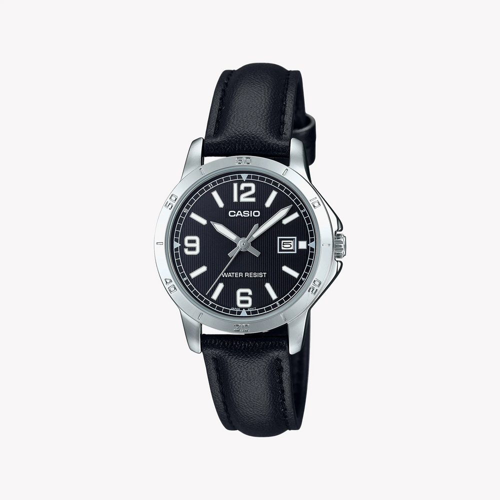 Casio Women's Black Leather Watch, Stainless Steel | Ltp-V004l-1budf by i-watch