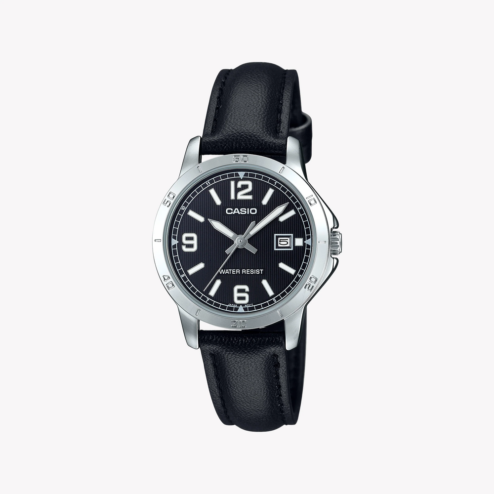 Casio Women's Black Leather Watch, Stainless Steel | Ltp-V004l-1budf by i-watch