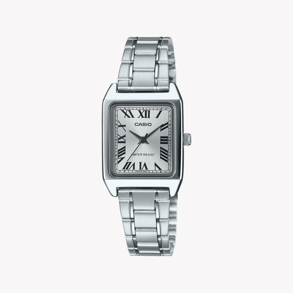 Casio Women's Silver Stainless Steel Watch, Silver Dial | Ltp-V007d-7budf