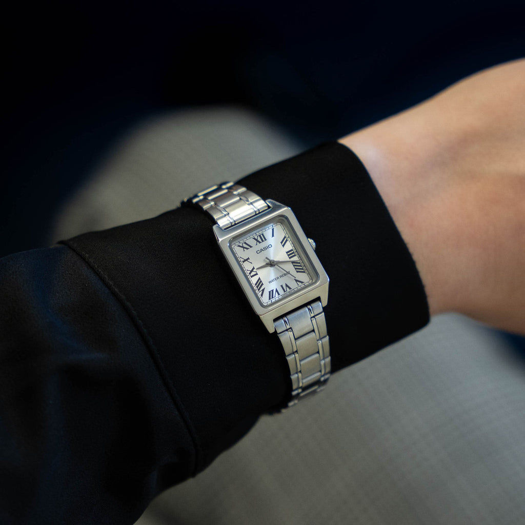 Casio Women's Silver Stainless Steel Watch, Silver Dial | Ltp-V007d-7budf