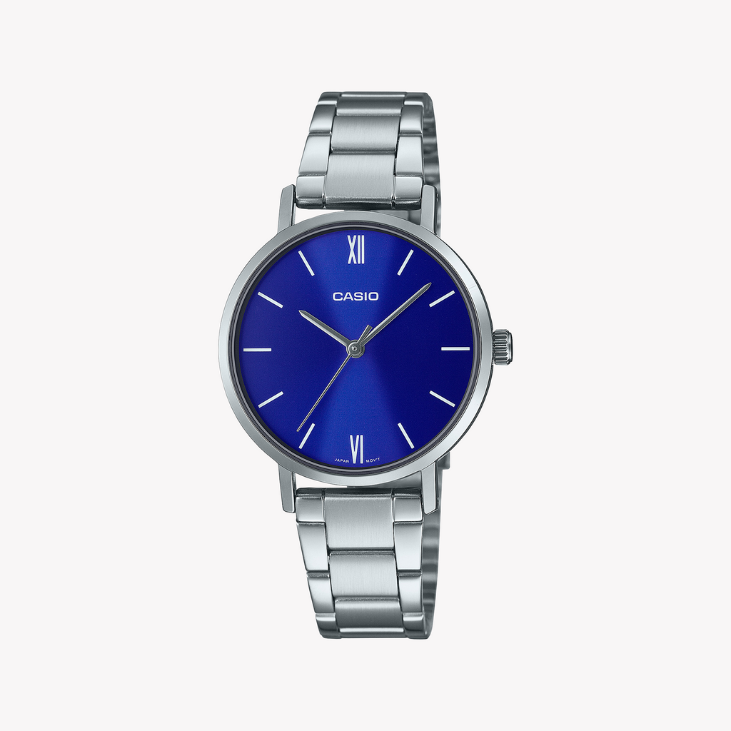 ساعة كاسيو LTP-VT02D-2AUDF CHIC متعددة الاستخدامات - ساعة نسائية أنيقة ورياضية بسوار من الستانلس ستيل