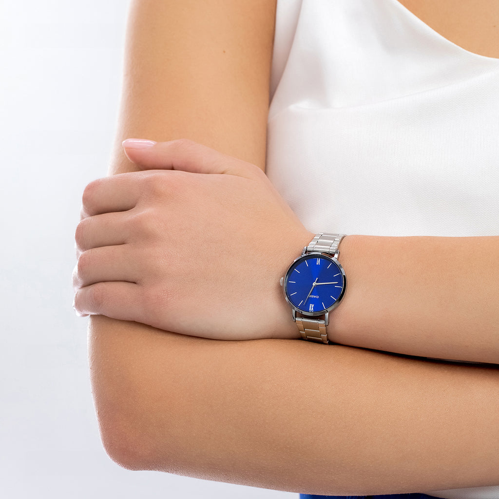 ساعة كاسيو LTP-VT02D-2AUDF CHIC متعددة الاستخدامات - ساعة نسائية أنيقة ورياضية بسوار من الستانلس ستيل