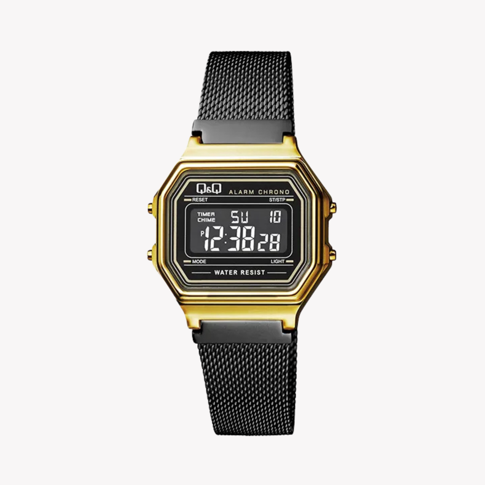 Q&Q Women's Gold & Black Women's Watch, Grey Digital Dial | M173J028Y
