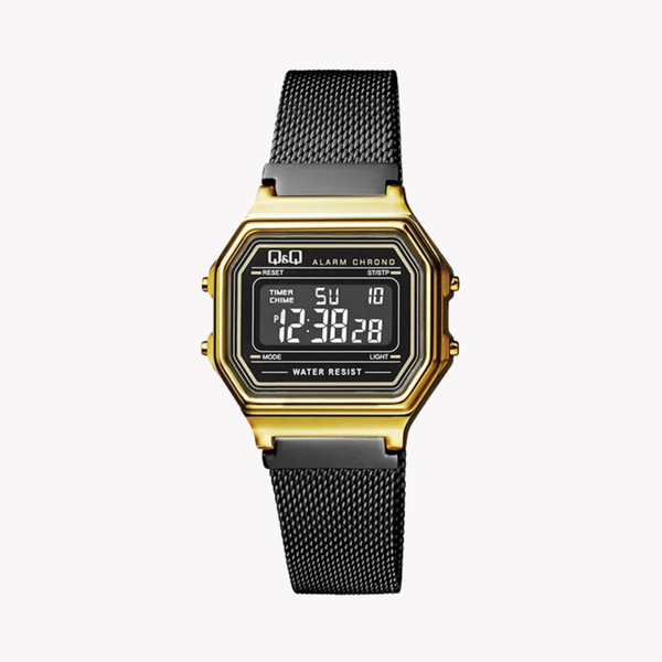Q&Q Women's Gold & Black Women's Watch, Grey Digital Dial | M173J028Y