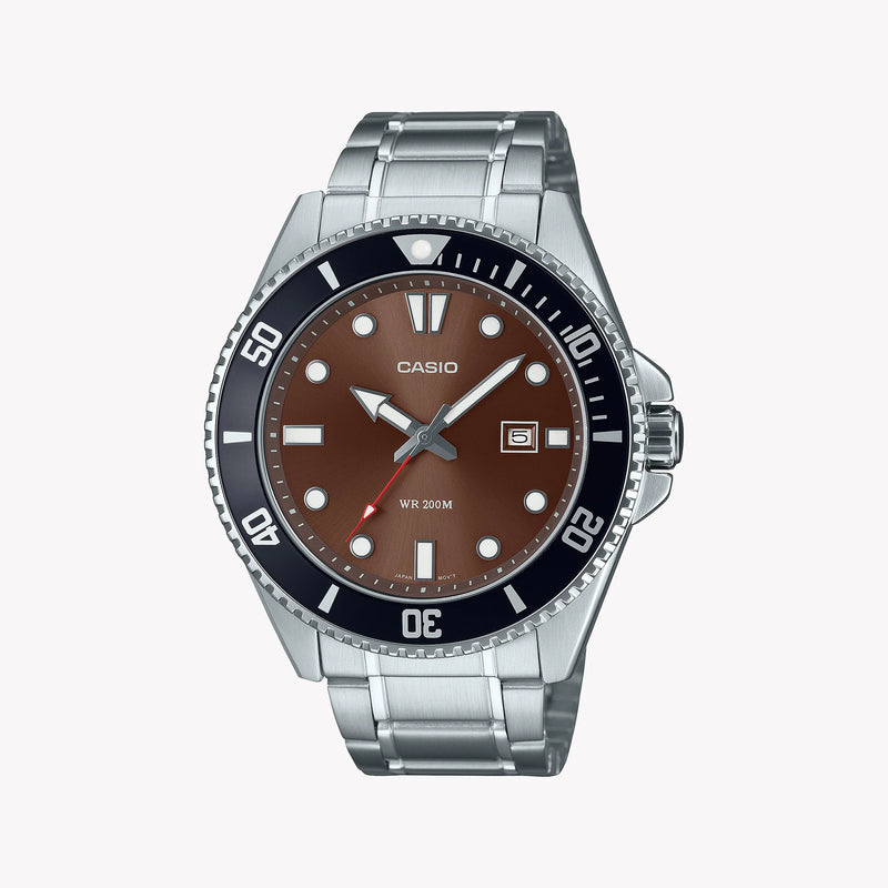 CASIO Men's Stainless Steel Brown Dial Watch | MDV-107D-5AVDF by i-watch