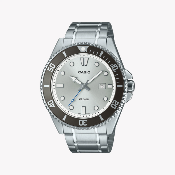 Casio Men's Stainless Steel Watch, White Dial | Mdv-107d-7avdf