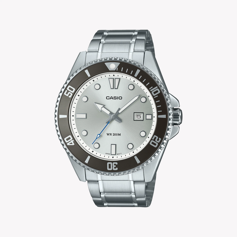 Casio Men's Stainless Steel Watch, White Dial | Mdv-107d-7avdf by i-watch