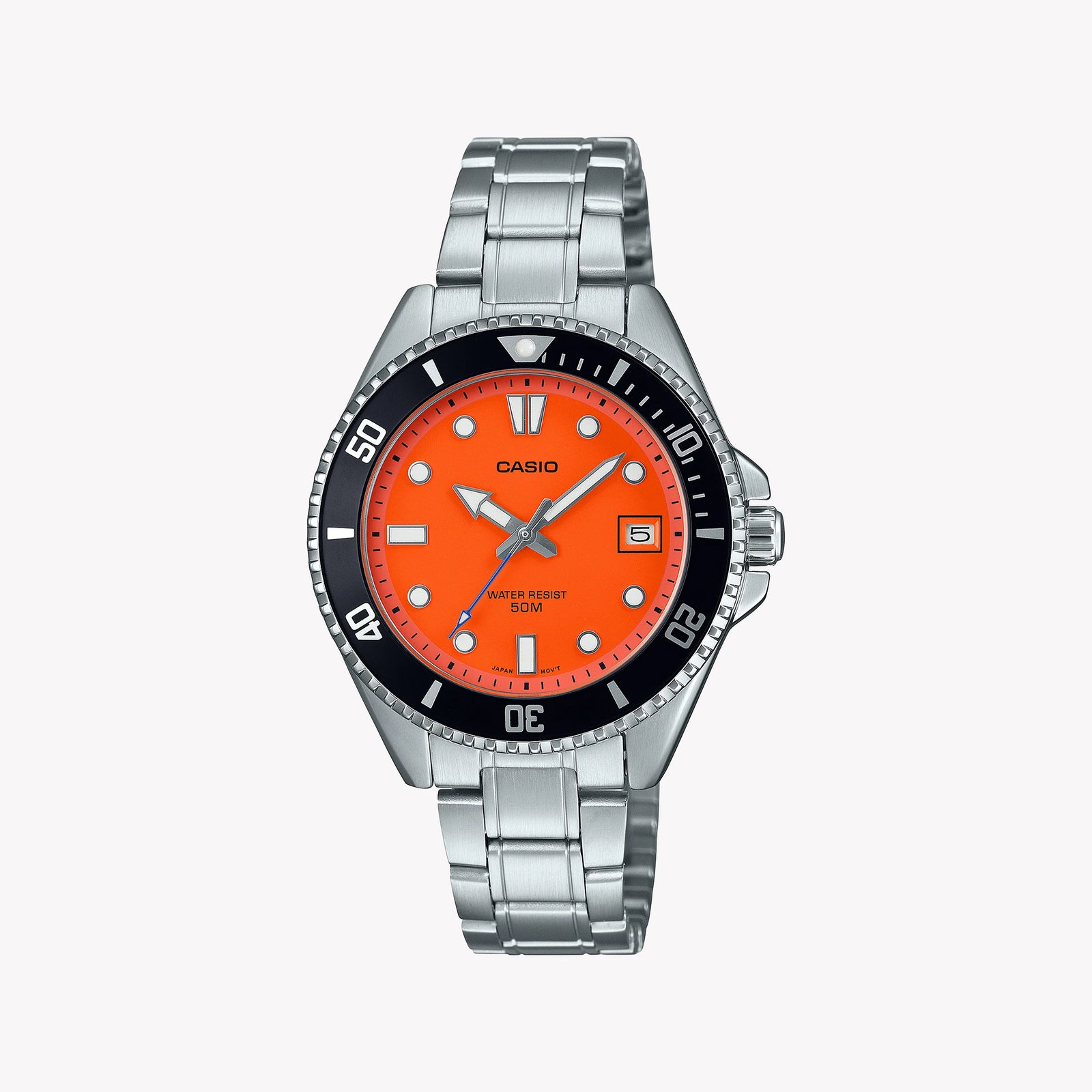Casio Unisex Stainless Steel & Orange Dial Watch | Mdv-10d-4a1vdf