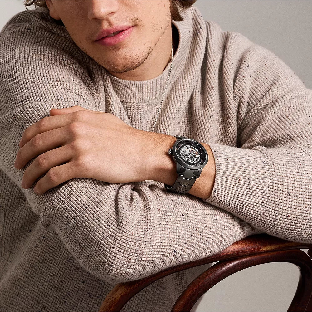 Fossil Men's Gunmetal Automatic Watch, Multicolor Dial | Me3268