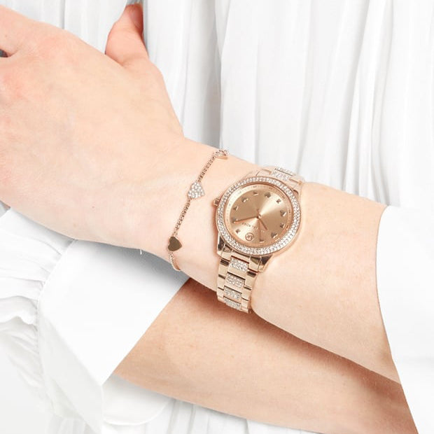 Michael Kors Women's Tibby Three-Hand Rose Gold-Tone Stainless Steel Watch 34mm and Bracelet Gift Set