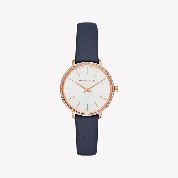 Pyper Analog White Dial Black Leather Strap Watch For Women