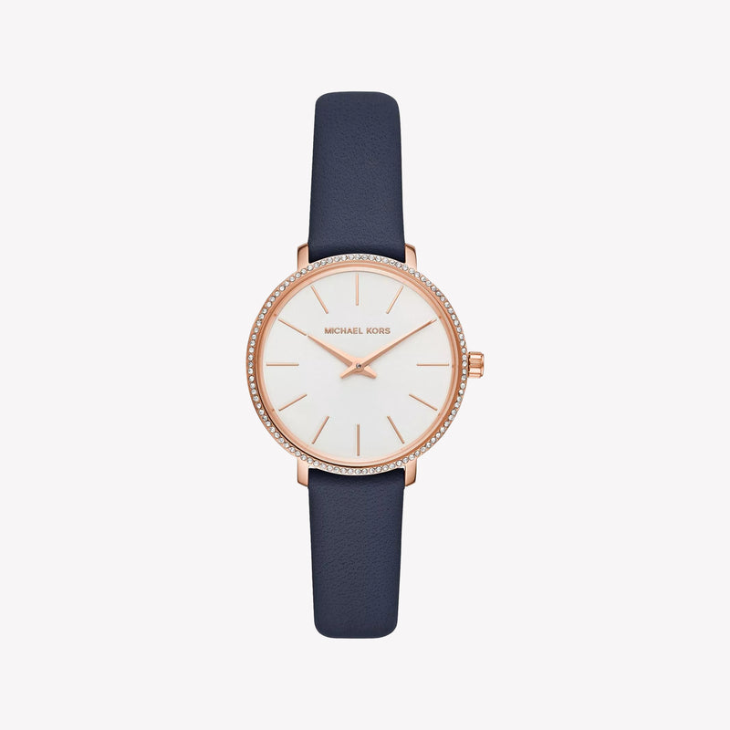 Pyper Analog White Dial Black Leather Strap Watch For Women