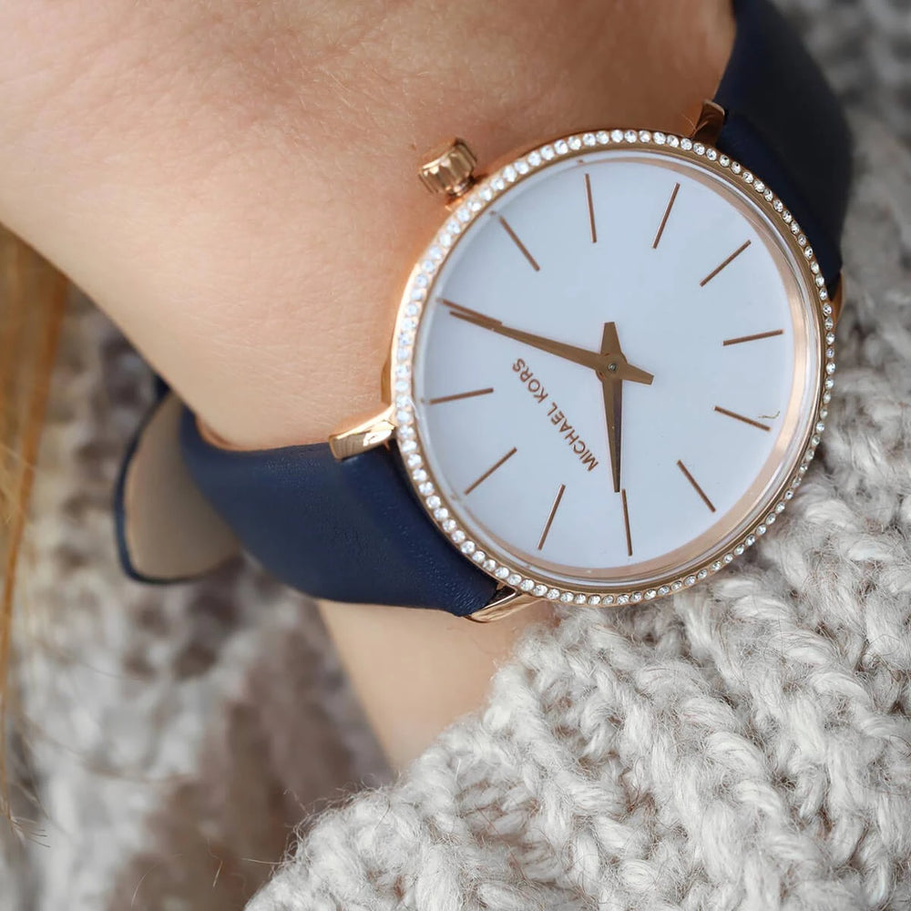 Pyper Analog White Dial Black Leather Strap Watch For Women