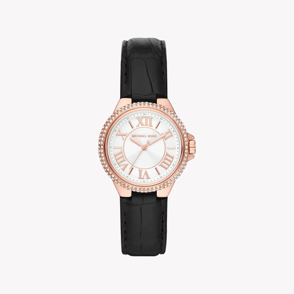 MICHAEL KORS Women's Pink Leather/Black Stainless Steel Watch | MK2962