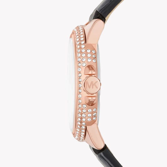 MICHAEL KORS Women's Pink Leather/Black Stainless Steel Watch | MK2962