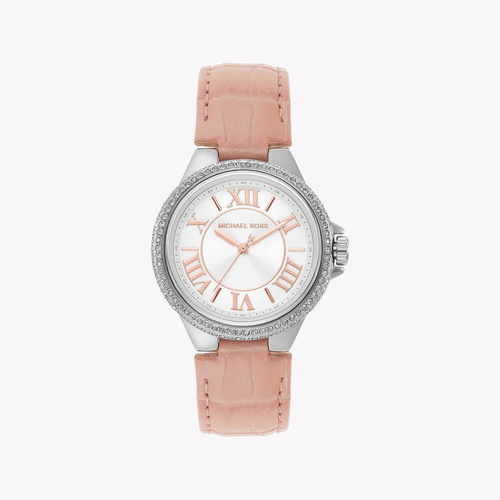 Michael Kors Women's Silver/Pink Leather/SS Watch | MK2963