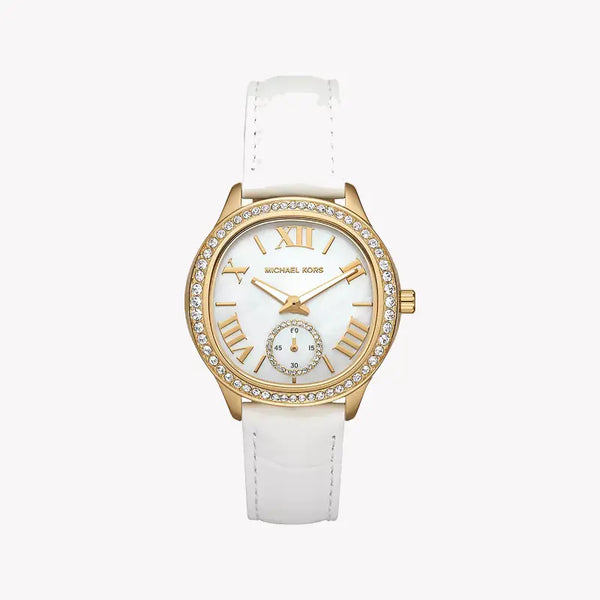 Michael Kors Women's Gold Watch, White Leather | Mk4818 by i-watch