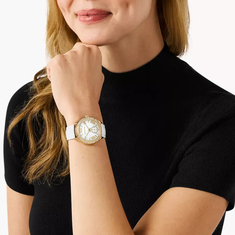 Michael Kors Women's Gold Watch, White Leather | Mk4818 by i-watch