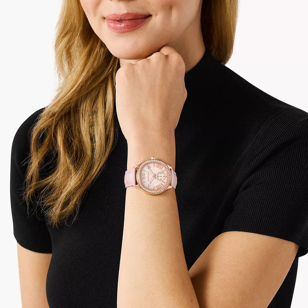 Michael Kors Women's Pink Leather Watch, Rose Gold | Mk4820