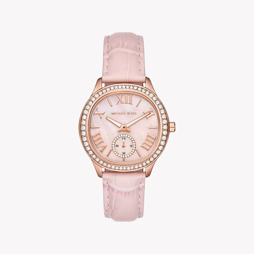 Michael Kors Women's Pink Leather Watch, Rose Gold | Mk4820
