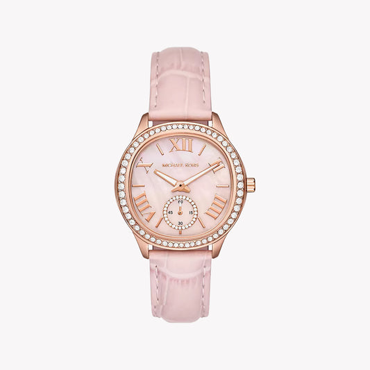 Michael Kors Women's Pink Leather Watch, Rose Gold | Mk4820