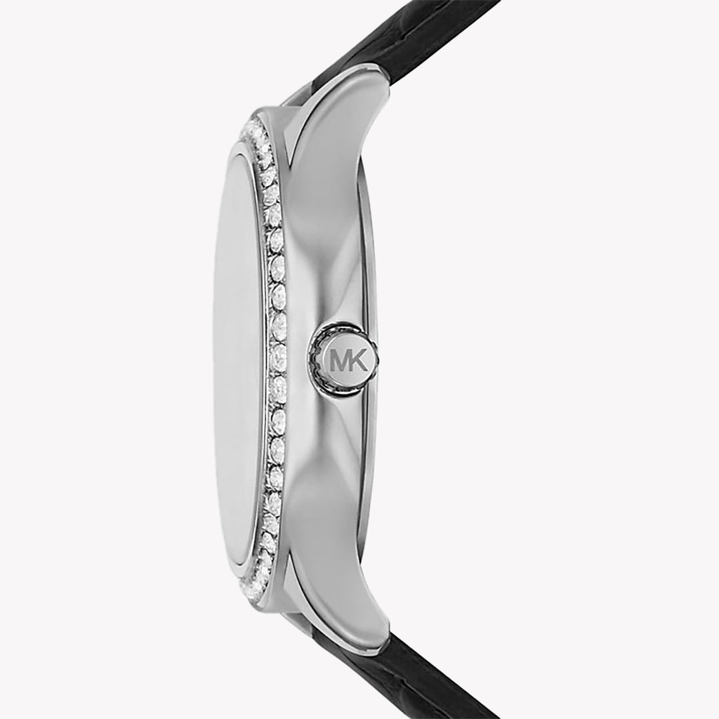 Michael Kors Women's Silver/Black Leather Watch | Mk4821