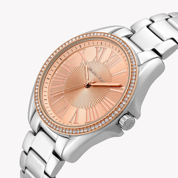 Michael Kors Kacie Quartz Rose Gold Dial Silver Stainless Steel Women's Watch MK4854