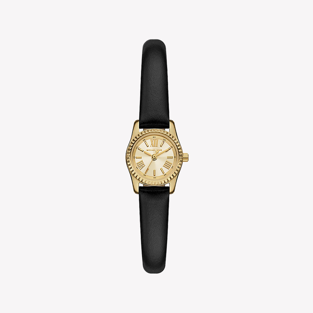 Michael Kors Lexington Black Leather Women's Watch