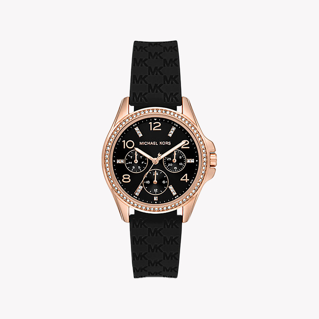 Michael Kors Women's Rose Gold & Black Watch | Mk7373