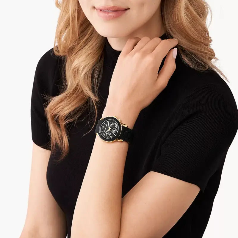 Michael Kors Women's Gold Stainless Steel, Black Dial | Mk7385