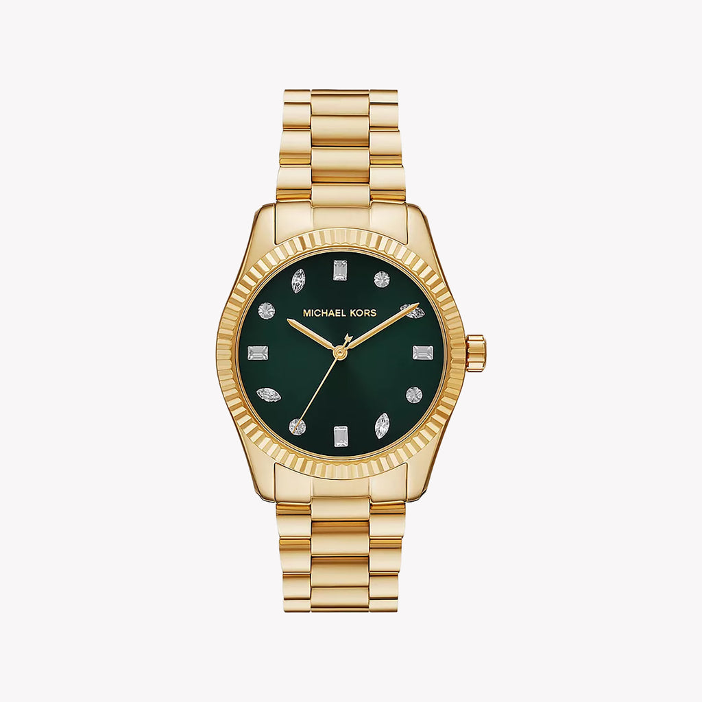 Michael Kors Women's Gold/Dark Green Stainless Steel Watch | Mk7449