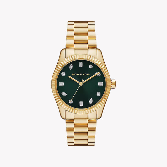 Michael Kors Women's Gold/Dark Green Stainless Steel Watch | Mk7449